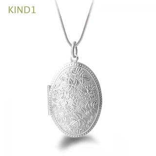 KIND1 collar chapado en plata con dije de medallón de fotos a la moda/joyería impresionante para mujer/cadena sanke con colgante de caja redonda