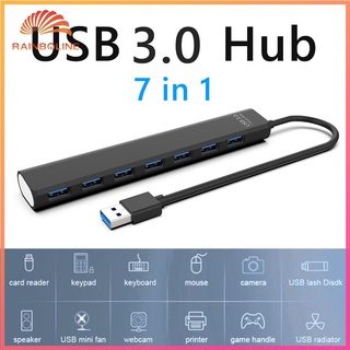 ❀Rain_hub Dock adaptador Multi USB Splitter 5Gbps 7 puertos USB expansor♗