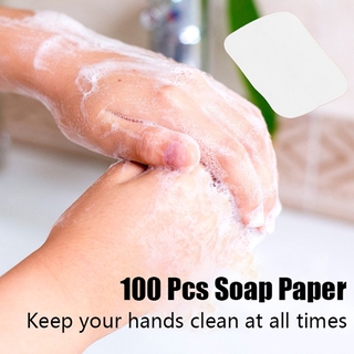 100× papel de jabón de espuma perfumado portátil para lavar rebanadas de baño mano viaje