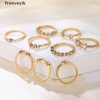 freeveyik - juego de anillos vintage de cristal estrella luna para mujer, diseño boho, joyería de moda mx
