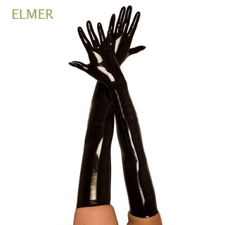 ELMER Club guantes largos de látex negro fetiche Sexy Catsuit accesorio de cuero Hip-pop Cosplay Faux adulto/Multicolor