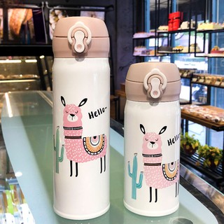 Thermos Flask 304 Stainless Steel 350/500ML Thermal Cup，Creative Cute Pattern Vacuum Cup Water Bottle Thermal Container