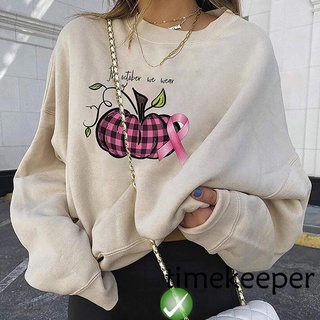 SOO-Women Halloween Loose Sweater, Adults Pumpkin Print Long Sleeve Round Neck