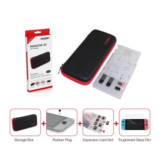 DOBE Nintendo Switch Case con Protector de pantalla duro viaje estuche de transporte + cubierta protectora + película protectora de TPU + Cable de carga, mayor espacio de almacenamiento (7)