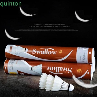 QUINTON For Sports Badminton Balls White Shuttlecock Goose Feather Training Elastic Game Cork Outdoor Fitness 12 Pcs/Multicolor (1)