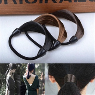 collares moda cuerda de pelo mujeres scrunchie ponytail titular nuevo elástico pelo banda recta peluca/multicolor (3)