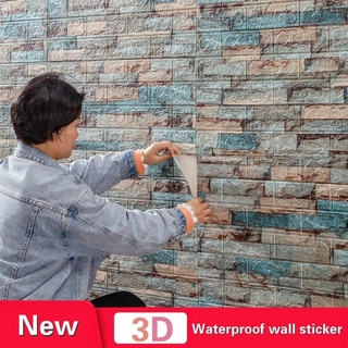 New product listing Home Wall Decor Retro 3D Brick Wall Stickers Bar Restaurant Living Room TV Background Wall Decor DIY Self-adhesive Waterproof