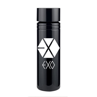 botella cilindro color negro para agua kpop exo