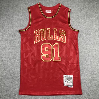 NBA Jersey Chicago Bulls No.91 Rodman Rodman Jersey deportes Jersey el año nuevo de la rata edición limitada rojo