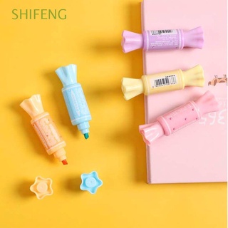 shifeng 6pcs 6 unids/set marcador kawaii herramienta de escritura rotulador de color caramelo papelería forma de caramelo asamblea doble cabeza pluma fluorecente