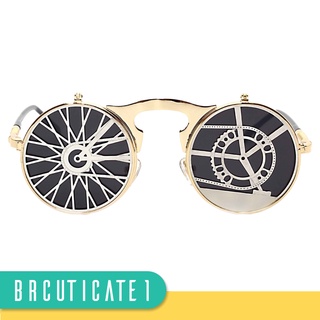 [brcut1] cool steampunk retro redondo gafas de sol vintage gafas unisex onda fiesta selfie accesorio