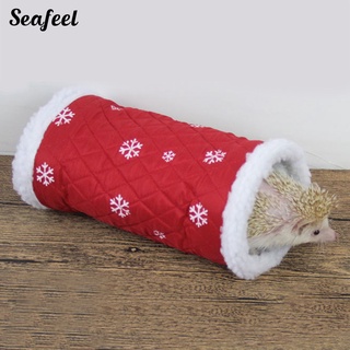 (Seafeel) Navidad mascota hámster conejo ardilla erizo túnel juguete tubo caliente nido cama (5)