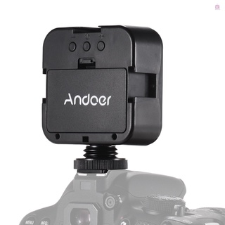 andoer mini led luz de vídeo fotografía lámpara de relleno 6500k regulable 5w con adaptador de montaje de zapata fría para cámara dslr (3)