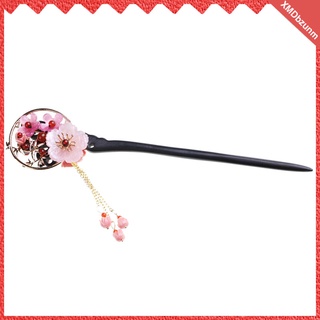 [bzunm] flor pelo palo chino de madera palillos de pelo vintage borla horquilla de pelo chignon pin estilo de pelo accesorios para