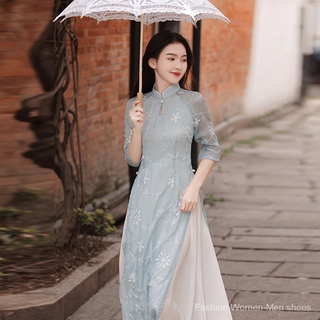 Cheongsam Qipao vestido moderno 2021 mejorado Cheongsam Retro noche vestido de seda Cheongsam elegante gasa de las mujeres vestido delgado kINZ