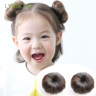 LYNDON1 Desordenado Bollo para niños Curly Clip de pelo de bola Peluca Chica Con clip Peluca Pelo artificial Alargamiento del pelo