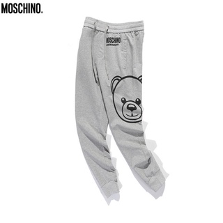 Original 2021 Moschino Cotton student sports casual sweatpants men and women street style bear print unisex pants black/grey (3)