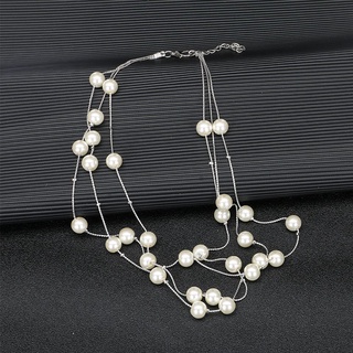 KAREN01 Moda F. Collar,aretes. Perla Collar de perlas Artículos de joyería Multicapa Boda Brazalete De perlas. Accesorios Aretes Vestido de novia/Multicolor (6)