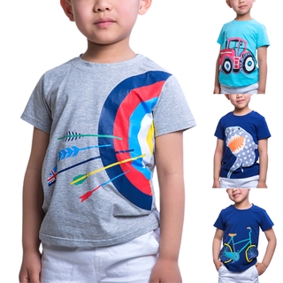 niños bebé niños dibujos animados impresión camiseta niños manga corta moda verano suelto