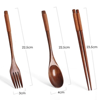 cod juego de 3 piezas de madera coreana vajilla tenedor cuchara envuelto twine vajilla mango cuchara tenedor 3 j5e9