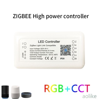 aolike Tuya Zigbee 3.0 Smart LED Controlador RGB + CCT 6pin Luz Tira DC12-24V Trabajo Con Alexa Asistente De Google