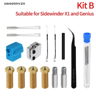Sweetmvzn Nozzle Sleeve Thermistor Heating Tube Throat Kit For 3D Printer Sidewinder X1 MX