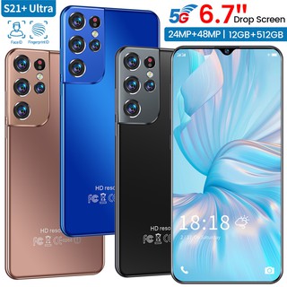 teléfono móvil modelo s21+ultra mtk6889 11-core ultra-transparente pantalla 6.7 pulgadas hd+ 1440*3200 5g 12gb+512gb 24mp+48mp batería 6800mah android 11 smartphone negro oro azul