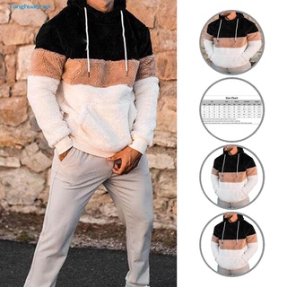 fanghuay Soft Pullover Hoodie Color Block Men Sweatshirt Long Sleeve Outerwear