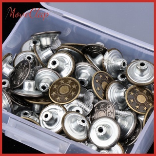 50 juegos de botones de metal para costura, botones de costura, broches, bolsas de ropa