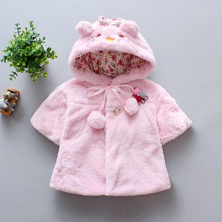 Girls Winter Coat Warm Hooded Jacket for Young Baby Thicken Outing Travel Clothing Kitty Hat Hooded Coat for Young Baby Girls
