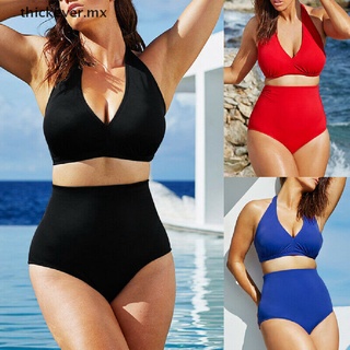 【well】 Plus Size Bikini Women Swimsuits Set High Waisted Bathing Suit Swimwear Ladies MX