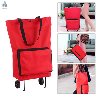 [venta caliente] carrito de compras plegable con ruedas plegable carrito de compras reutilizable plegable bolsas de comestibles bolsa de viaje rojo (1)