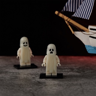 acmx serie de halloween bloques de construcción luminoso sonriente fantasma modelo figuras de acción caliente