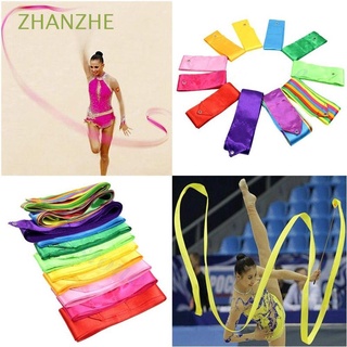 ZHANZHE New Training Ballet 4M Art Gymnastic Twirling Rod Gym rítmico 7 colores cinta de baile Multicolor Streamer/Multicolor