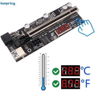 lampring PCIE Riser 009S Plus PCI E Express X1 A X16 Dual 6Pin Para Tarjeta Gráfica GPU Bitcoin Minero Con Sensor De Temperatura