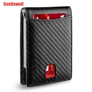 [Gentlewell] cartera minimalista delgada para hombres con Clip de dinero RFID bloqueo bolsillo frontal Genuin