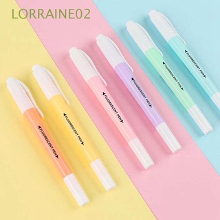 LORRAINE02 6Pcs/Set Fluorescent Pen Stationery Highlighter Pen Double Head Gift Markers Pastel Drawing Pen Office Supplies Student Supplies DIY Drawing Kids Markers Pen