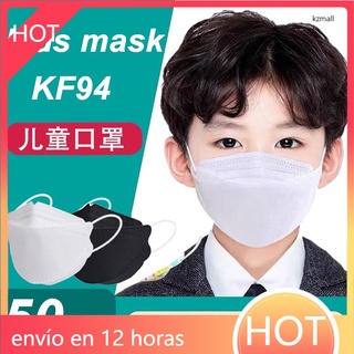 50PCS KF94 cubrebocas para niños 3D Diseño coreano Máscara de 4 capas Blanco y negro kzmall