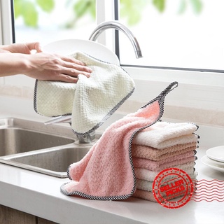 specification Coral fleece rags can be hung-type kitchen cleaning dish towel thickened grid I5A9