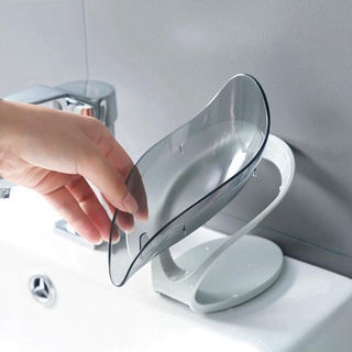 Expectdevep calidad forma de hoja caja de jabón fregadero esponja drenaje titular creativo ventosa jabón almacenamiento estante de secado suministros de baño Gadgets (3)