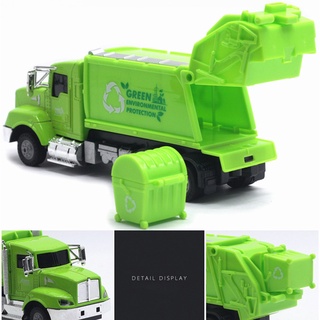 hkanda 1/43 Alloy Sanitation Trash Car Truck Pull Back Music LED Model Kids Toy Gift (6)