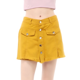 Hamlin Madoc falda corta pantalones falda Casual pantalones cortos para las mujeres de moda Material de mezclilla ORIGINAL - amarillo