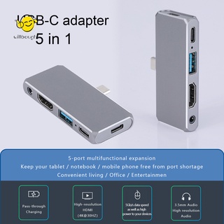 [listo Stock] 5 en 1 USB-C Hub a HDMI compatible 4K Type-C estación de acoplamiento convertidor adaptador para Nintendo Switch teléfono móvil