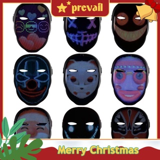 PREVAIL_MX Recargabal Halloween Navidad Mascara LED Luminosa Máscara App Control Programable-Bluetooth-compatibal Cara Para Cosplay Decoración De Fiesta
