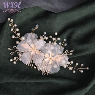 Wx9e flor blanca novia peine de pelo perla joyería tocados perla peines laterales novia decorativo accesorios para el cabello
