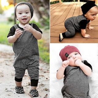 ╭trendywill╮Toddler Baby Boys&Girls Short Sleeve Striped Print Romper Jumpsuit Clothes