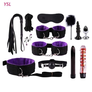 YSL Erotic Bondage Set Vibrator Anal Plug Handcuffs Collar Couples Flirt Bdsm SM Toy