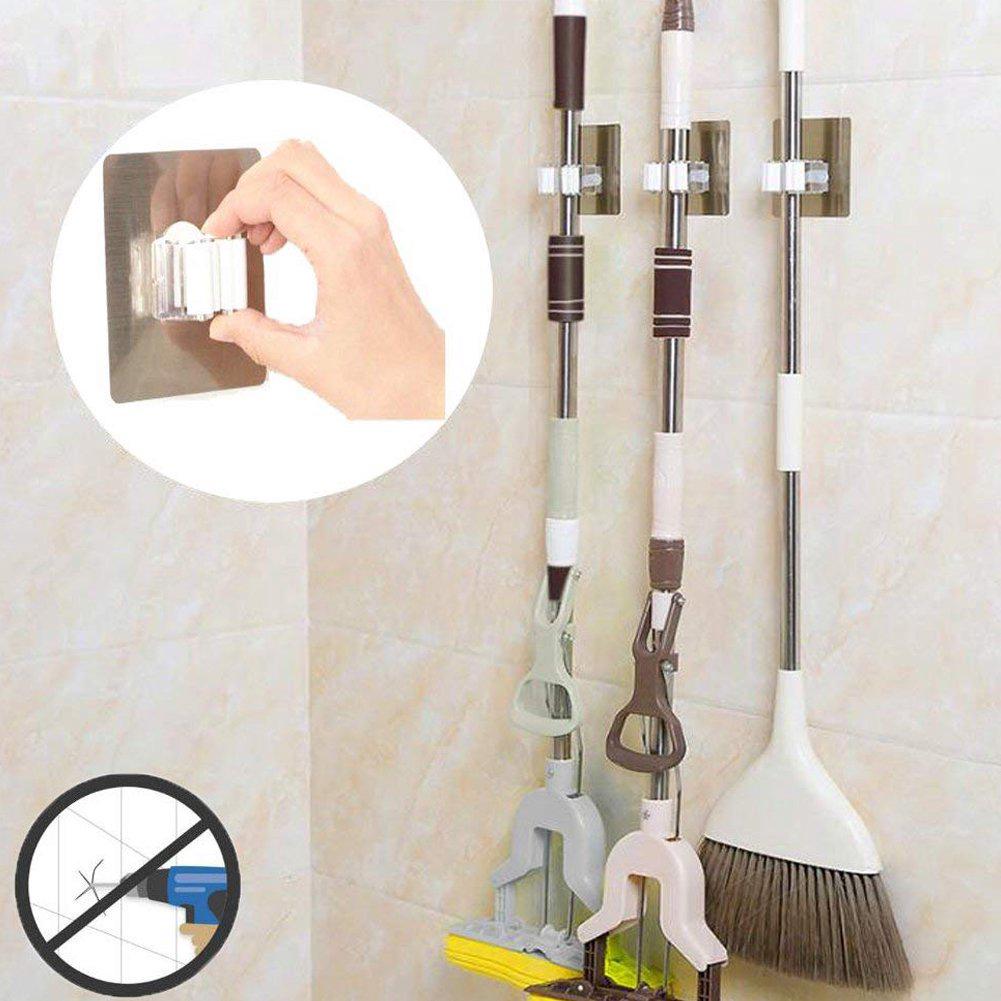 Soporte para escoba y montaje en pared Magic Mop percha de plástico cepillo de limpieza estante caliente (3)