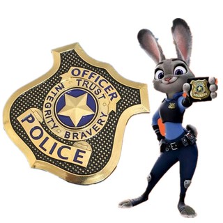Zootopia conejo Judy Hopps policía oficial insignia Prop broche Pin Cosplay regalo