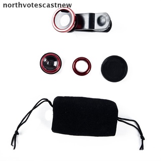 northvotescastnew 3 en 1 gran angular macro ojo de pez lente kits de cámara teléfono móvil pez ojo lentes nvcn